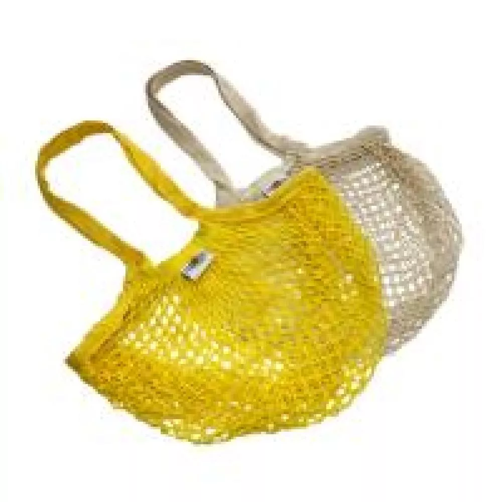 2x Netztaschen, Baumwolle, natur-gelb, 140gsm, 35x45 cm